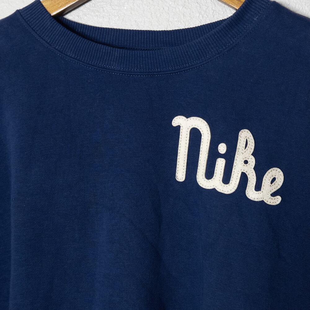 Nike Sweatshirt Size L Navy Spellout Crewneck Athleisure Logo Pullover - Picture 3 of 9